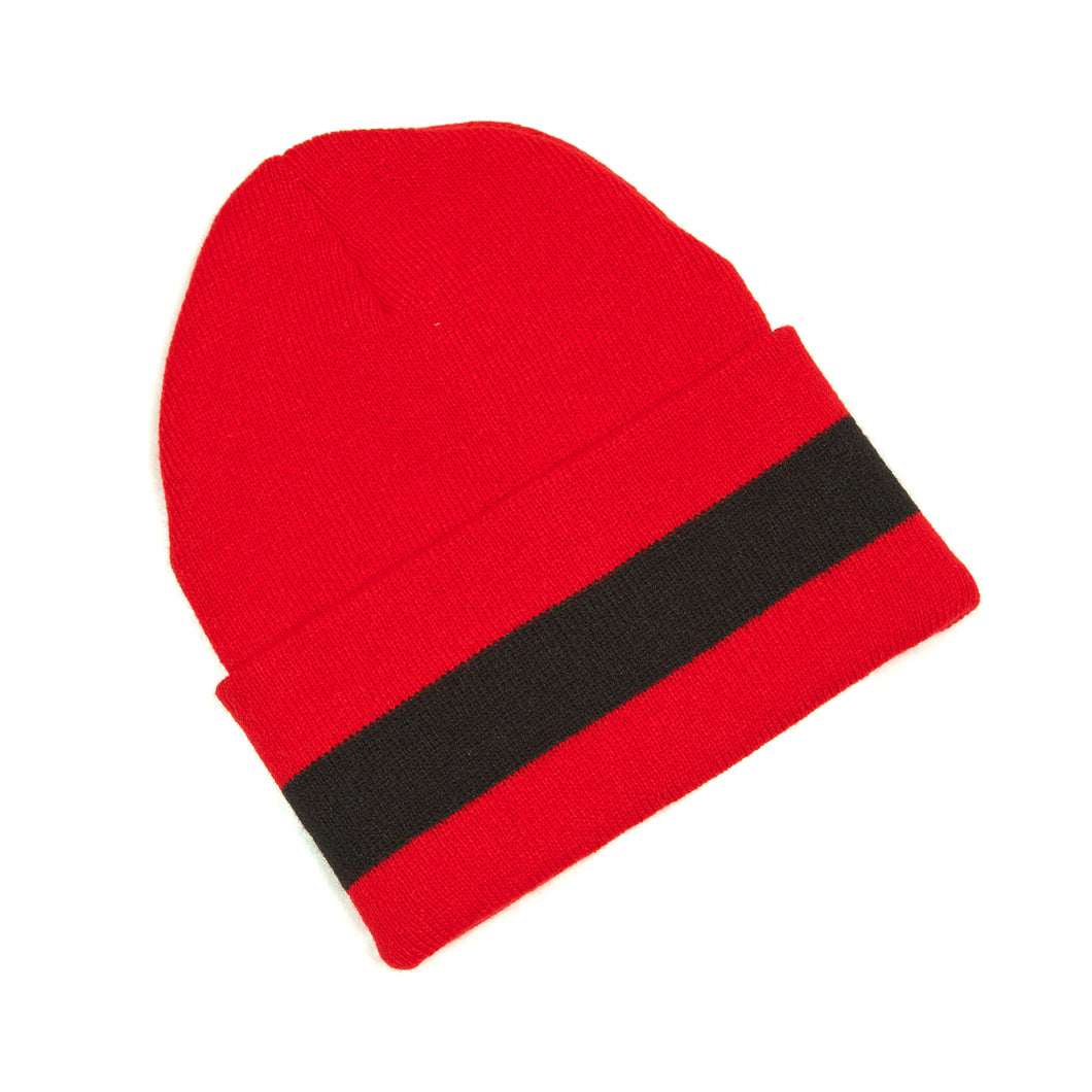 Red and black winter hat